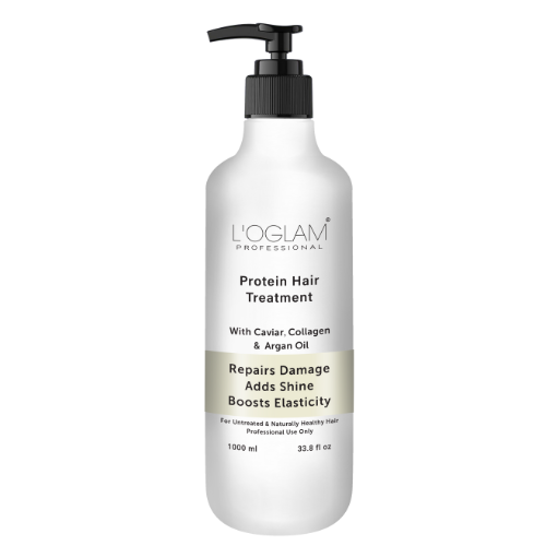 L’OGLAM Protein Hair Treatment for natural hair bottle on white background
