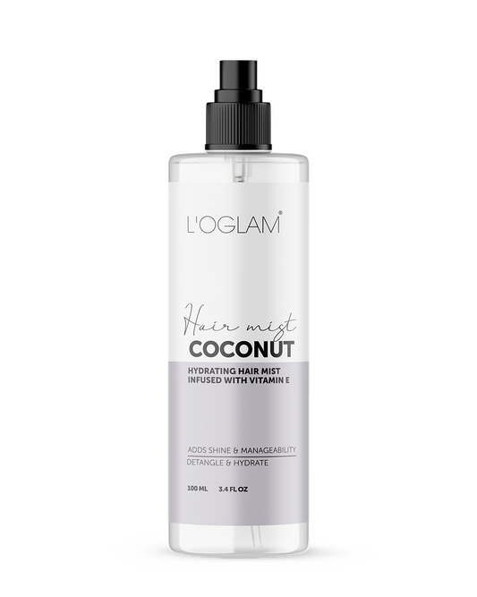 L’OGLAM Coconut Hair Mist bottle on white background